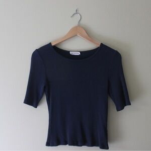 Lacausa Sweater Rib Tee in Navy